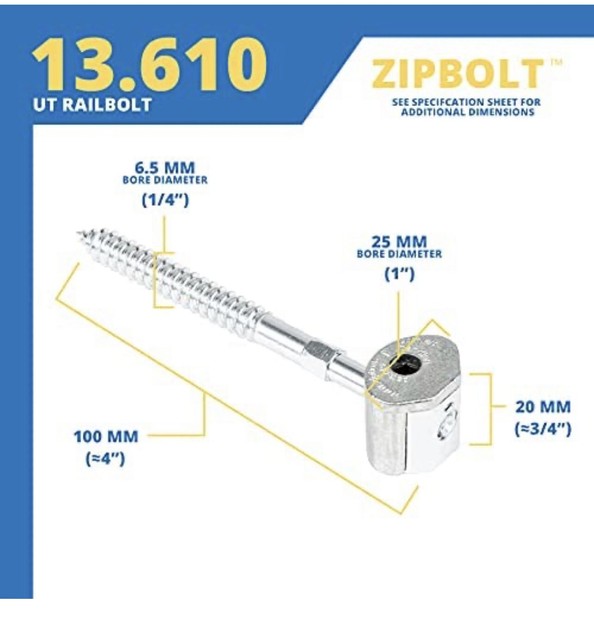 Zipbolt UT Railbolt - Connects Staircase Handrails to Balusters ...