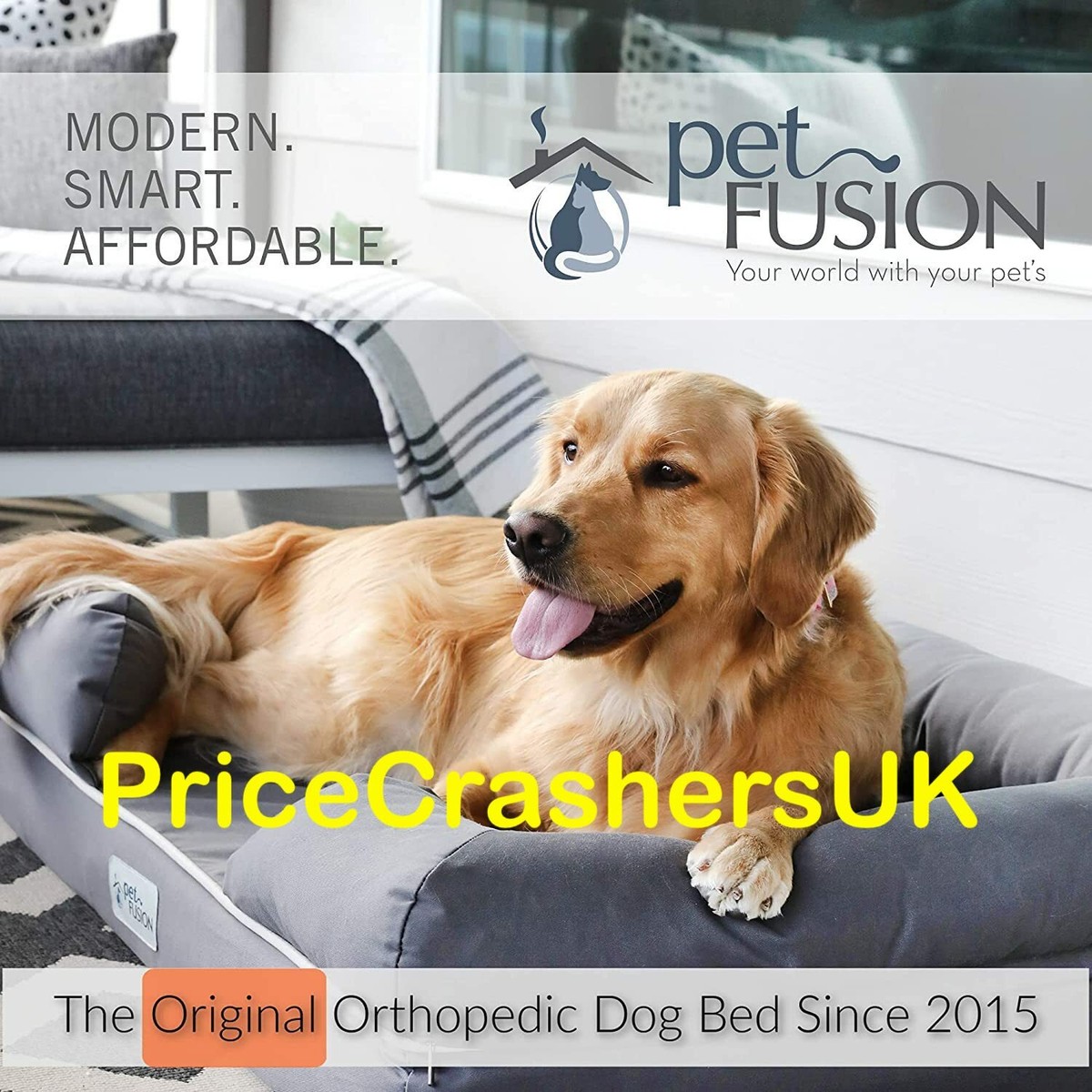 PetFusion Ultimate Solid WATERPROOF Memory Foam All Size Dogs Cats  Premium Bed