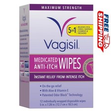 Vagisil Anti-Itch Medicated Feminine Intimate Wipes Women 12 Wipes Pack of 1