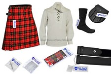Men Scottish 9 Piece 8 Yards Kilt Outfit with Sporran, Wallace Tartan