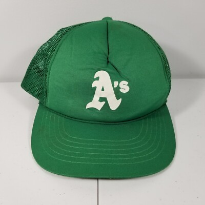 Vintage Oakland Athletics Baseball YR Hat Snapback Trucker Cap Green Mesh  MLB