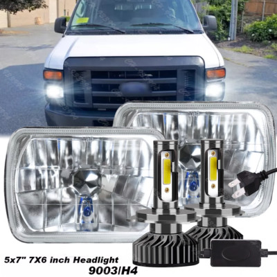Pair 5x7''7x6''LED Headlight High-Low H4 9003 For Ford E150 E250 E350 Econoline