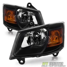 For 2008 2009 2010 Dodge Grand Caravan Black Headlights Headlamps Set Left+Right