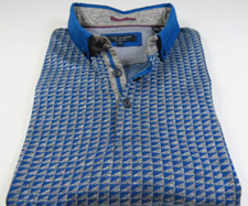Ted Baker London Mens Blue Gray Geometric Pullover Polo Shirt Euro 4 Small EUC