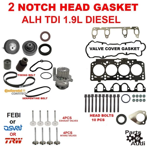 2 NOTCH VW TDI 1.9 Kit Engine Cylinder Head Gasket Set w Bolts ALH 1.9L Diesel