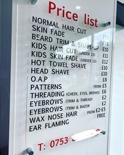 Price List Display A4 A3 A2 | Clear Acrylic Plaque | Custom printed | Stand-offs