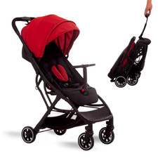 Lightweight Portable Stroller with Automatic Fold Sun Canopy - Red