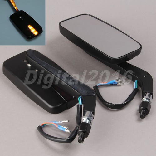 2x 8mm 10mm Motorcycle Square Rearview Mirrors LED Turn Signal Light for Triumph - Picture 3 of 10