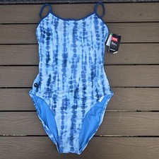 TYR Durafast One Womens Blue Rainfall Crosscutfit Tieback 1 Piece Swim Sz 30 New
