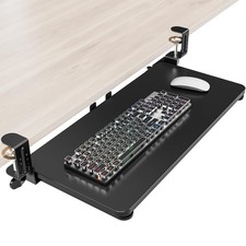 Large Black Ergonomic Under Desk Keyboard Tray Pull Out CClamp 25.6x11.8
