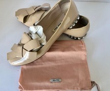 Miu Miu Flats Patent Leather Crystal Heel US Size 10.5 - 11