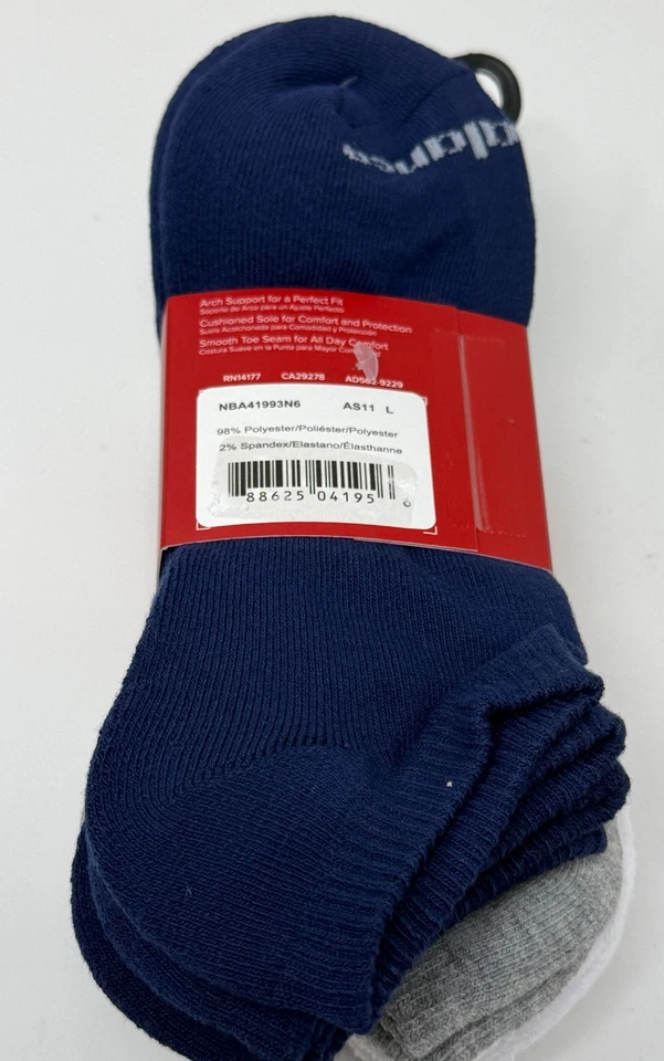 New Balance 6 pack Cushion No Show Sock Support SZ L Size 8-12.5 Gray BlackWhite - Image 3 of 3