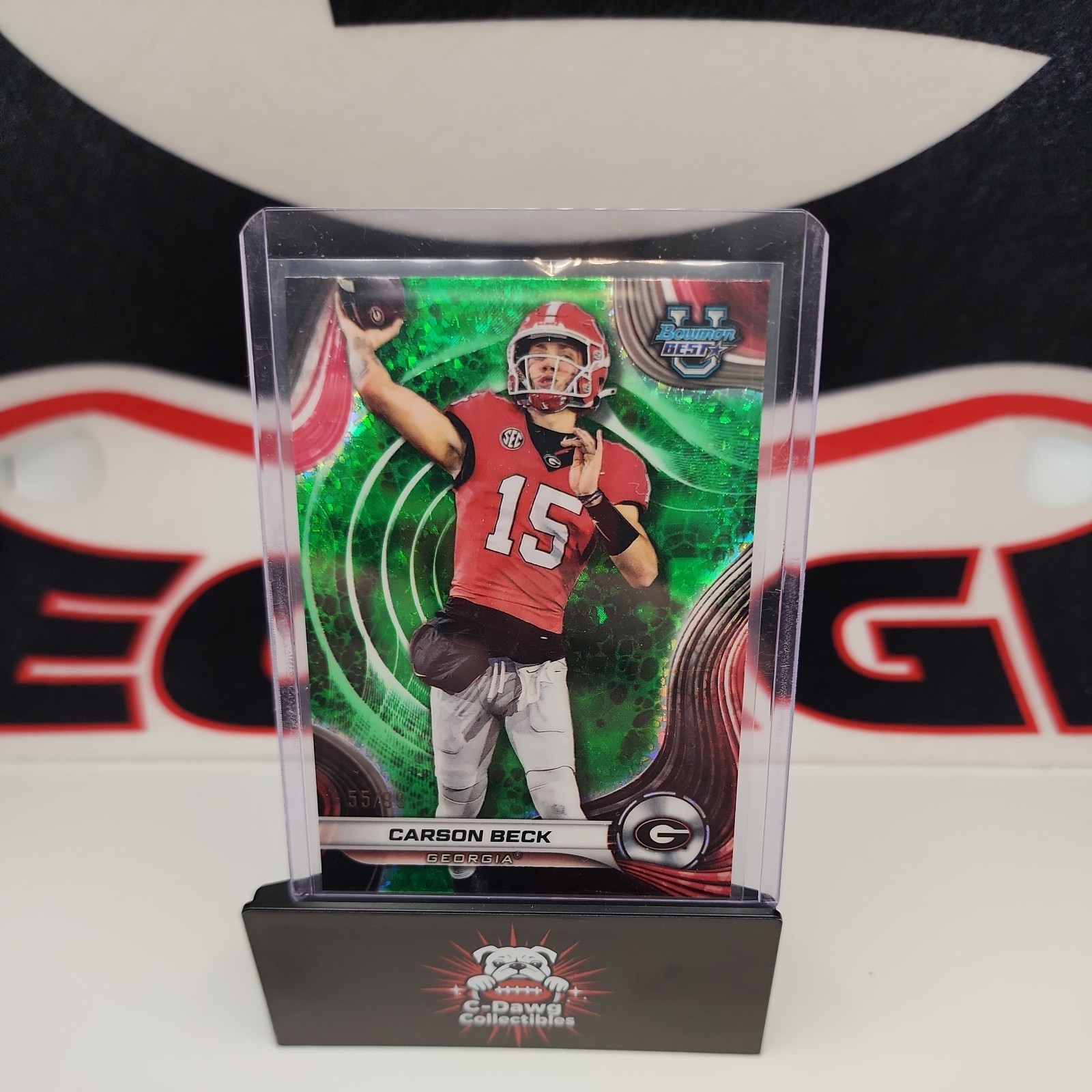 2024 Bowman's Best University - Carson Beck #4 Green Mini-Diamond Refractor /99