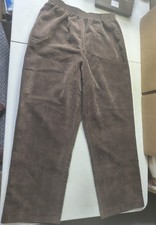 Women's Alfred Dunner Brown Pull On Corduroy Pants Elastic Waist Size 12
