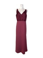 White Vera Wang Velvet Bodice Maxi Dress Burgundy Wine Formal Evening Size12