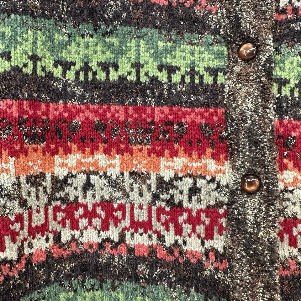 Dressbarn WomansFair Isle кардиган свитер многоцветный кнопка спереди вязаный праздник M - Изображение 3 из 4