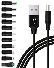 USB to DC 5V Power Cable, Universal DC 5.5X2.1Mm Plug Charging Cord with 11 Conn