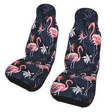 Car Seat Covers Universal 2 Pcs Auto Front Seat Cover Fit 2 PCS Pink Flamingo