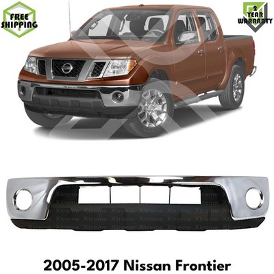 Front Bumper Chrome Steel & Valance Textured Kit For 2005-2017 Nissan Frontier