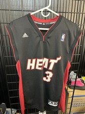 adidas NBA Miami Heat Dwyane Wade 3 Jersey Black Red White Size Men's S