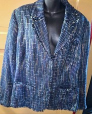 Sag Harbor Woman blue button-front lined blazer jacket w/ pockets, 22W