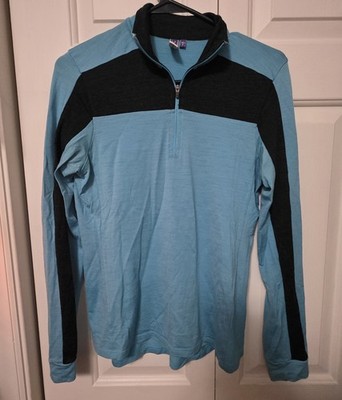 Ibex Merino Wool 1/4 Pullover Womens Base Layer Shirt Weightless Blue small