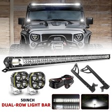 52 Led Work Light Bar2x 3 Pods Mount Brackets For Jeep Wrangler Jk 07-18