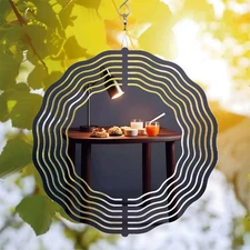 Metal Hanging Wind Spinners & Chimes - Artistic Circular Wave Design 