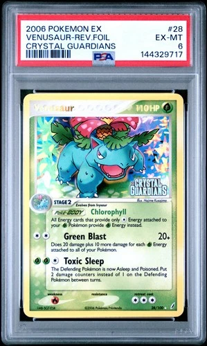 2006 POKEMON EX CRYSTAL GUARDIANS #28 VENUSAUR-REVERSE FOIL PSA 6