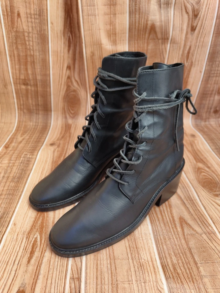 Botas militares Ann Demuelemeester Vitello couro de panturrilha média UE 38,5 EUA 8 - Imagem 4 de 4