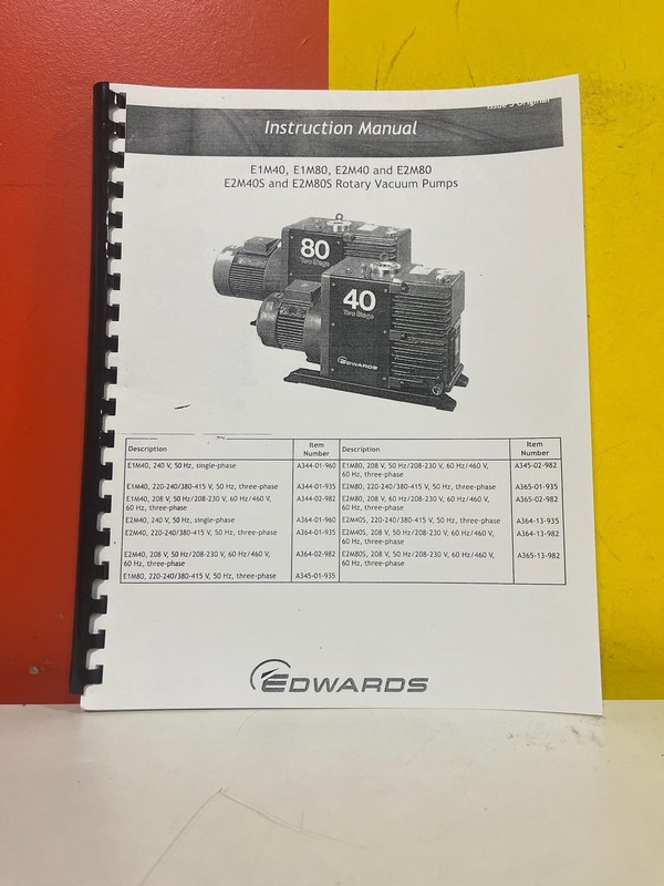 EDWARDS E2M40S Rotary Vacuum Pumps Instruction Manual