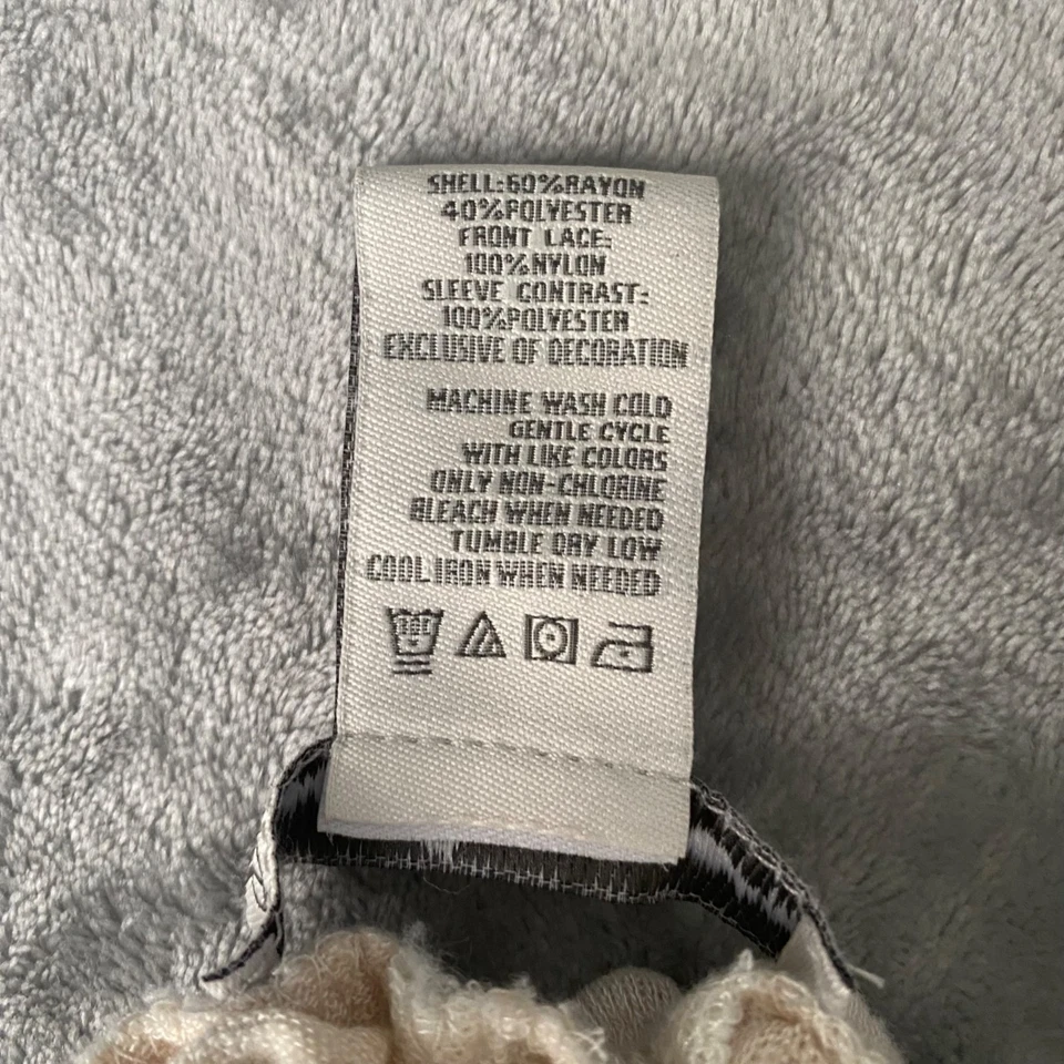 Top American Rag Boho Fuera del Hombro Encaje Manga Campana Color Avena Talla S Foto 4 de 4