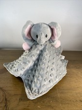 BORITAR Elephant Baby Security Blanket Minky Dot Lovey Gray Safari Animals Pink