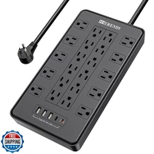 HITRENDS Power Strip with USB C, Surge Protector Power Strip with 22 Outlet a