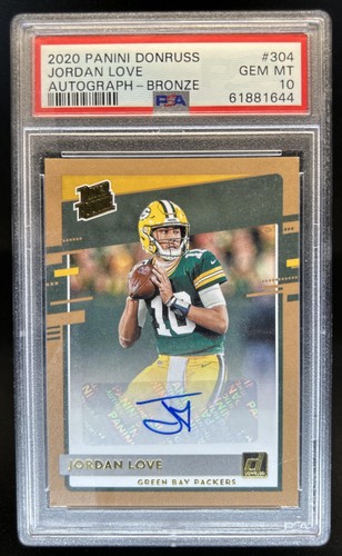 2020 Panini Donruss Jordan Love Rated Rookie Auto Bronze RC #304 Packers PSA 10