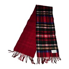 Edinburgh Lambswool Plaid Scarf Red Green Blue Tan Fringe 9.5x58