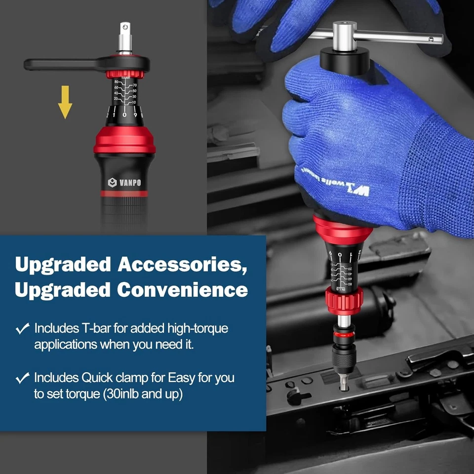 1/4" Torque Screwdriver Set, 64 Pieces 10–80 In-Lb Inch Pound Torque Wrench Scre - Image 3 of 4