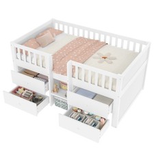 3FT SINGLE WOODEN BED FRAME WITH STORAGE DRAWERS CHILDREN'S TODDLER MID SLEEPER