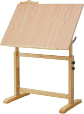 Adjustable Beech Wood Drafting Table - Art Desk with Pencil Ledge  Ruler