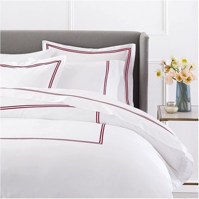 Luxury 400-Thread-Count Egyptian Cotton Embroidered Duvet Cover Set with Beau...