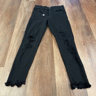 American Eagle Next Level Stretch Black Distressed Ripped Raw Hem Jeans 2 Short