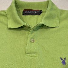 VINTAGE Playboy Polo Shirt Adult Green 90s Y2K Golf Bunny Logo Mens
