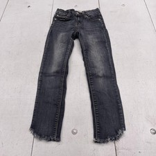 Hudson Jeans Youth 10 Gray Skinny Raw Hem Adjustable Waist Denim Stretch