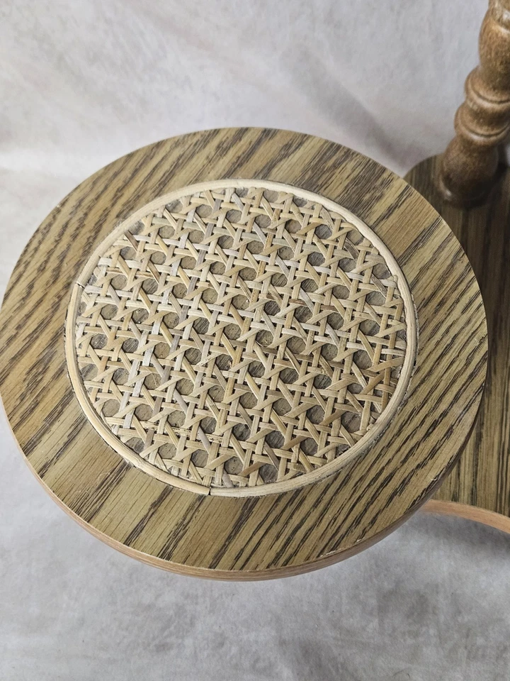 Mesa de mimbre vintage retro de 3 niveles de madera sintética soporte de exhibición de plantas 21" de alto Foto 4 de 4