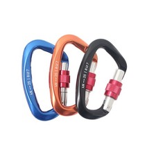 25KN Aluminum D-Shape Carabiner Screw Locking Hook Rock Climbing Caving Rescue
