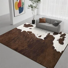 Cowhide Print Washable Area Rugs 4x6 Soft Animal Pattern Rug for Living Room ...