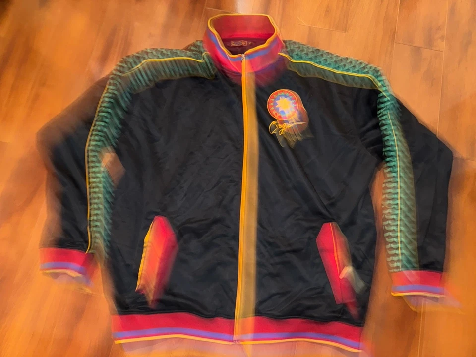 Coogi 5XL Track Jacket Headdress Logo Black Colorful Retro Zip Up VTG Style - Image 3 of 4