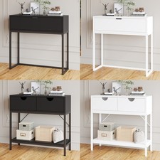 MDF Top Console Table Metal Frame with Drawer Storage Shelf Hallway Entryway