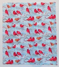 Fabric Cotton Pic B - Cardinal on Berry Branch - 14 5/8" Tall x 12 1/2" Wide