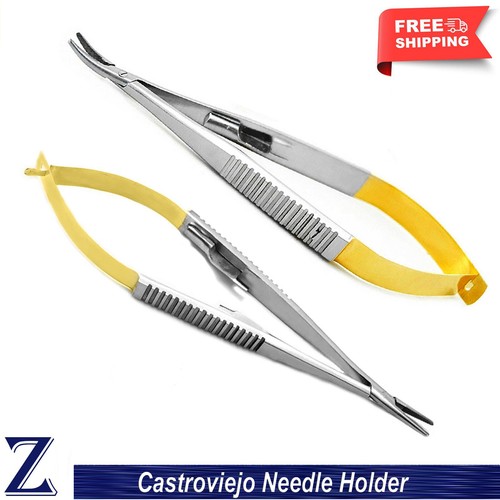 Dental Castroviejo Nadelhalter gerade & gebogen mikrochirurgische Nahtzange - Bild 1 von 4